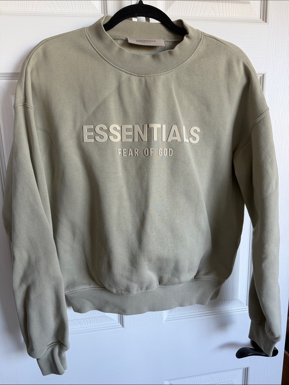 Fear of God ESSENTIALS Olive Green Logo Crewneck Sweatshirt